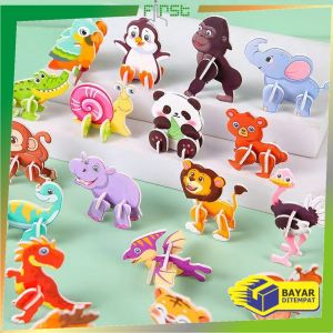 FH-M358 Mainan Edukasi Anak DIY Puzzle 3D Mini Motif Dino Animal Serangga Pesawat Bongkar Pasang