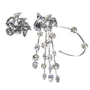 Chic Tassels Ear Cuff Featuring Sparkling Rhinestones Unique Ear Accessory Suitable For Formal And Casual Outfits