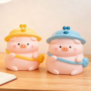 ECOCOKU Vinyl Cartoon Pig Money Box Large Capacity Resistant Fall Saving Box Animal Figurines Kawaii Cute Piggy Bank Children Use