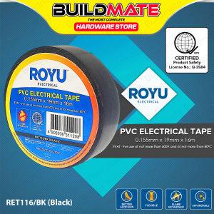 Buildmate x ROYU / INGCO PVC Electrical Insulating Tape 155mm x 19mm x 16m – Heavy-Duty Wire Repair Tape for Electricians