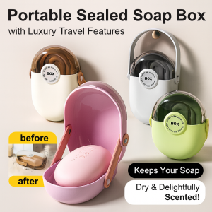 Light Luxury Portable Organizer Mini Sealed Soap Box with Lid Travel Portable Drainable Soap Box