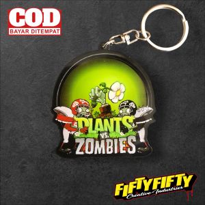 Gantungan Kunci Karakter LOGO Plants Vs Zombies Model 2 Keychain Bahan Akrilik