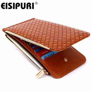 Card Package Women PU Leather Korea Plaid Business Card Case Phone Credit Card Holder Female Wallet Long Retro Purse Clutch