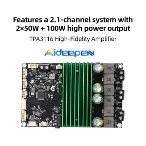 Aideepen Dc 24V Bluetooth Amplifier Board Tpa3116 Amplifier 2.1 Channel Dual Channel 2 * 50W+100W Supports Mobile App Tuning