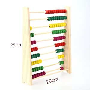 Hntob 12M+ Wooden 10 Row Abacus Beads Count Frame Teaching Aid Math Educational Toy Counting