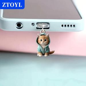 [COD] ZTOYL Cute 2D Cat Phone Anti Dust Cap Charge Port Plug For IPhone Type C Dust Protection Stopper Accessorie
