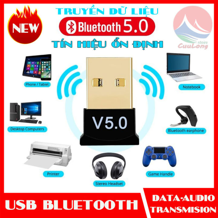 USB Bluetooth 5.0 Dongle Cho PC, Truyền Phát Dữ Liệu Máy Tính Laptop, Tín Hiệu Ổn Định, thiết bị thu phát bluetooth, cục phát bluetooth, bộ thu phát bluetooth, thu phát bluetooth cho máy in tay cầm tai nghe, usb bluetooth không dây