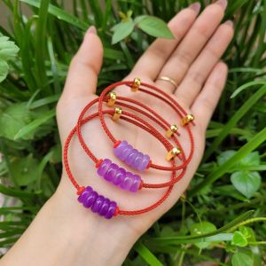 Q19 Vòng ngũ điếu Cẩm Thạch Tím dây cáp cho Hỏa và Thổ - Phong Thủy TUDO P