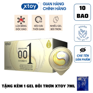 Bao Cao Su OLOL 0.01mm Vàng Siêu Mỏng Tặng KÈM 1 gói gel Kéo Dài Thời Gian - Gốc Nước - Hộp 10 Bcs + 1 gói gel