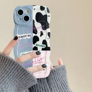 (Lokal Ready) Xinyu Casing hp OPPO A17 A17k OPPO A16 A16K A16e A57 4G A77s A15 A15S A12 A5S A54 A7 A95 A3S A11k A53 A33 A31 2020 A52 A92 F9 A76 A9 2020 Corak Denim Pinggir Gelombang Leopard Splicing Leopard Cow Print Case