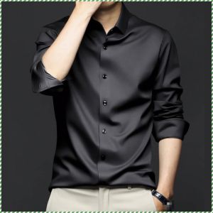 เสื้อฤดูใบไม้ผลิและฤดูใบไม้ร่วง เสื้อไม่มีขุย ปุ่มเรซิน เสื้อระบายอากาศได้ดีและเป็นมิตรกับผิวหนังของผู้ชาย