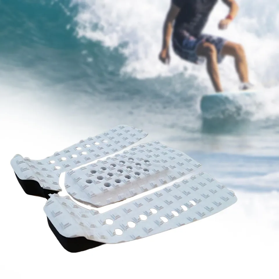harayaa 3 pièces Planche de Surf Traction Pad Deck Grips Mat Decking Accessoires Board Pads Deck Tail Pads pour Skimboard Fish Board Paddle Board, Blanche