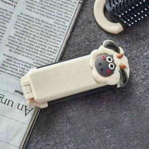 Portable Makeup Mirror Comb Folding Comb Head Massage Hairdressing Comb Mini Carry-On Small Mirror Foldable
