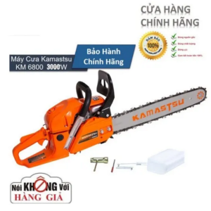 máy cưa xích chạy xăng kamastsu km6800 chính hãng hoạt động mạnh mẽ bền bỉ tốn ít nhiên liệu