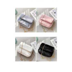 Tas Selempang Wanita Bulu Halus Korea Slingbag Perempuan Kombinasi Rantai Elegant