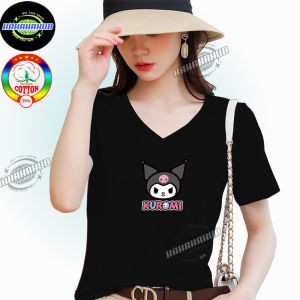 V-Neck T-shirt for Women KUROMI Cute Look New Style 2024 OOTD Casual Style | HA24506