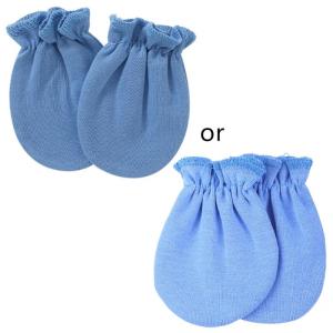 1คู่สำหรับทารกแรกเกิดเพื่อป้องกันรอยขีดข่วนบนใบหน้าถุงมือสีทึบเด็กทารกป้องกันการขีดขวนผ้าฝ้ายนุ่ม Gl