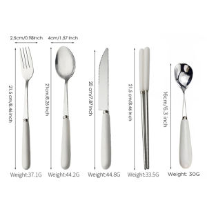 【Sold per piece】Ceramic Cutlery Spoon and Fork Stainless Steel Knife Chopsticks Teaspoon Dining Cutlery