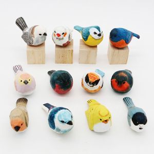 CHUNE066 มินิมินิ นกแกะสลักไม้ น่ารักน่ารักๆ งานทำมือ ตุ๊กตานกทำจากไม้ สีสดใสสดใส สไตล์นอร์ดิก เครื่องประดับนกขนาดเล็ก โต๊ะบนโต๊ะ