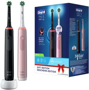 2 Bàn Chải Đánh Răng Điện Oral-B Pro 3 3900 CrossAction Oral B Electric Toothbrush Công Nghệ 3D Giúp Làm Sạch Sâu Loại Bỏ 99% Vi Khuẩn Mảng Bám Ngừa Sâu Răng Hiệu Quả Nhập Đức BH 12 Tháng