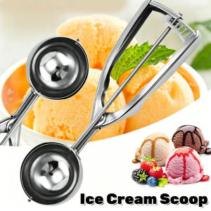 Ice Cream Scoop Stainless Steel Kitchen Spoon Ergonomic Handle Heavy Duty Easy Clean For Gelato Yogurt Dough Fruit