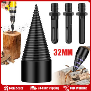 4Pcs Firewood Log Splitter Drill Bits Hex Square & Round Shanks High Carbon Steel Wood Splittin Wood Splitting Drill Bit