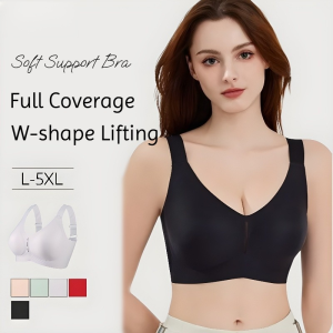 Full Cup Bra Plus Size Big Breast Look Small Bra Minimizer Jelly Support Nonmarking Seamless Lightweight Anti-Sagging ​​Lingerie
