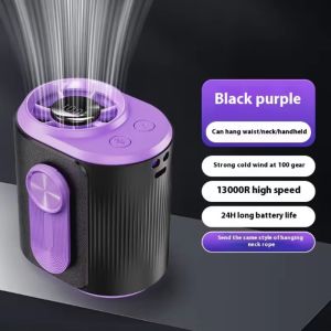 Portable waist hanging fan 3600mAh portable waist clip fan USB rechargeable mini fan high-speed digital display turbo fan neck hanging fan