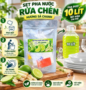 Nước Rửa Chén Hương Sả Chanh Dạng Bột Pha – Bộ Pha Dung Dịch Rửa Chén Dĩa Tiện Dùng Cho Gia Đình