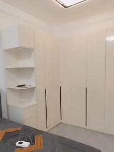 Urban Echo Solid Wood ENF Grade Europine Board L-Shaped Corner Wardrobe Modern Minimalist Home Bedroom Cream Style