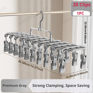 GREENSINDOOR 20 Clips Stainless Steel Clothes Drying Hanger Foldable Sock Underwear Hanger Windproof Space Saving Penyidai Baju