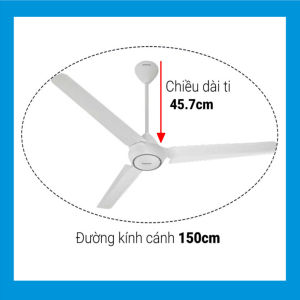 Quạt trần Panasonic 3 cánh F-60FV2 màu trắng thiết kế mới ra mắt năm 2024 điều chỉnh bằng hộp số có thể lắp âm tường.