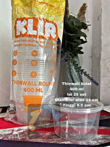 THINWALL BULAT/MANGKOK PLASTIK ISI 25 SET UKURAN 300ML 400ML 450ML 500ML MEREK KLIR