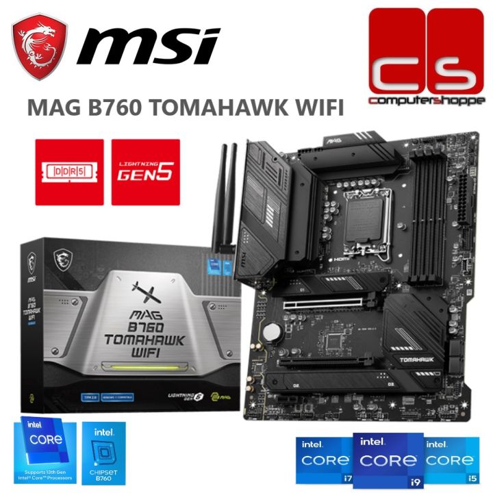 MSI MAG B760 TOMAHAWK WIFI DDR5 ATX Gaming Motherboard + Intel 14th Gen ...