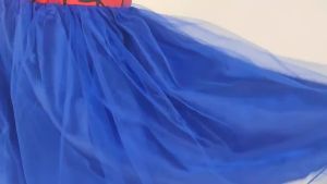Cross-border best-selling blue  dress for girls + Summer childrens sleeveless long dress with face mask magic