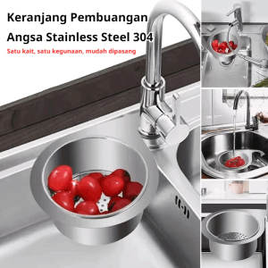Rak Saring Segitiga Penyimpanan Sudut Kitchen Wastafel/Rak Saringan Sudut Wastafel Cuci Piring Bentuk Segitiga Multifungsi Stainless Tempat Sabun Spons Cuci Piring/Kitchen Sink Filter Basket/Keranjang Filter Air Stainless Tempa LS