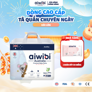 Tã/Bỉm Quần Cao Cấp Aiwibi Ultra Thin Cho Bé Siêu Thấm Hút Chống Tràn - Gói Lớn M/L/XL/XXL/XXXL/XXXXL