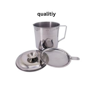 1.4L Stainless Steel Oil Filter Pot – Leakproof Cooking Oil Storage with Fine Mesh Strainer & Drip-Free Spout