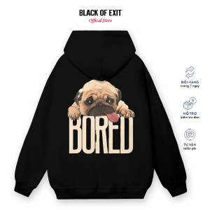 Áo hoodie nỉ bông BLACK OF EXIT Bored Dog nam nữ form rộng thu đông Local Brand