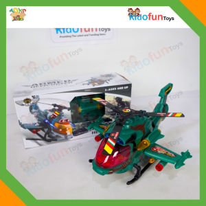 Mainan Pesawat Helikopter Militer Acousto Bisa Jalan ada Lampu 3D & Suara Bump n Go