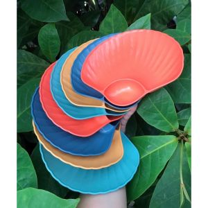 Combo 4 Đĩa hình vỏ sò mẫu mới nhất - dĩa nhựa sò có ngăn gia vị tiện lợi - gia dụng Nari (giao màu ngẫu nhiên)
