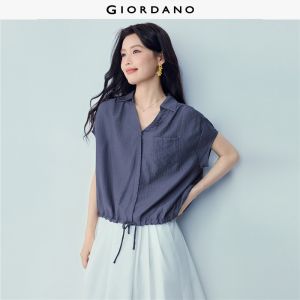 GIORDANO Women Shirt Warm Weather Shirt Woven Fabric Shirt Non-Elastic Shirt 05346480