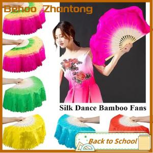 Behoo 30Cm Trung Quốc Ngắn Bellydance Fan Tre + 10 20Cm Nửa Vòng Tròn Silkveil Cặp Yangko Belly Dancing Fan Tay Nhuộm Người Lớn