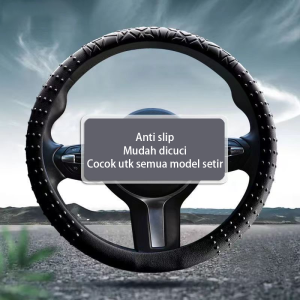 Sarung Setir Mobil Bahan Silikon Asli Anti Slip Datar Bular Cover Setir Mobil Universal 38 CM