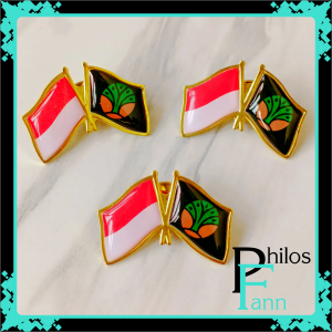 Pin & Bros Lencana Kuningan Cor Emas Bendera Indonesia dan Kementerian Kehutanan
