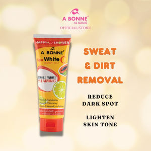 A BONNE Spa White C Creamy Shower Salt Body Scrub Moisturizing Brighten & Smoothen Skin Tighten Pores Fight Free Radical & Fade Scar 350g