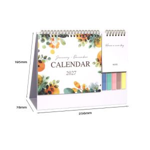 FLYING Jan. 2027 - Dec. 2027 2027 Flower Desk Calendar Foldable Daily Study Record Calendar Portable Colorful English Calendar Home