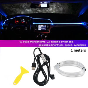 1/2/3/4/5M Dải LED RGB nội thất xe hơi Neon trang trí đèn khí quyển nhiều chế độ tự làm bảng điều khiển môi trường xung quanh USB EL dây đèn