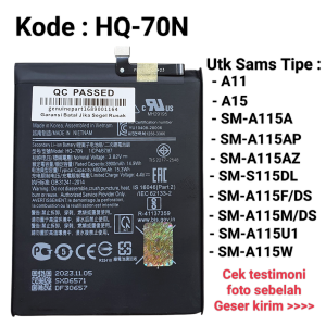 Baterai Sams A11 A115 HQ-70N Original Battery Batre