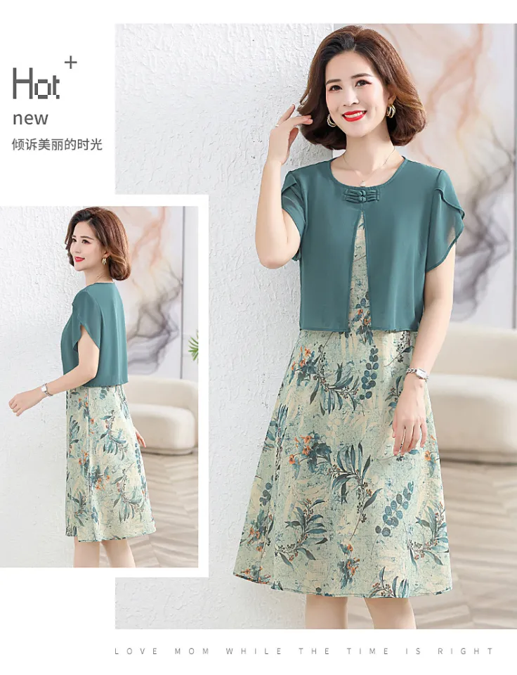👗👗 Middle-Aged Mom's Summer Dress Fashionable 2023 New Middle